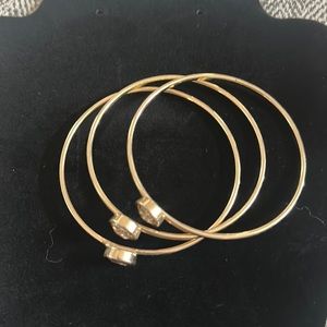 Goldstone bangle bracelets with amber rhinestones